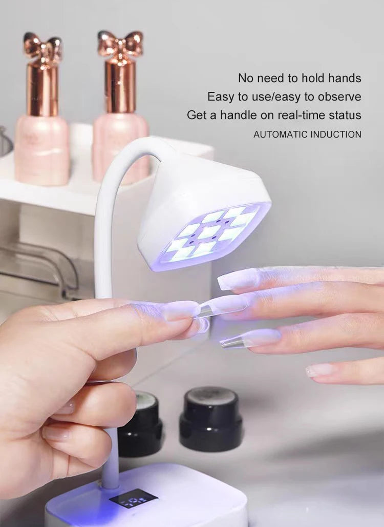 Rechargeable 9 LED UV Desk Lamp 360° Bendable for Nails Gel Polish Quick Dry Portable Manicure Salon  Wireless Nail Dryer Tools