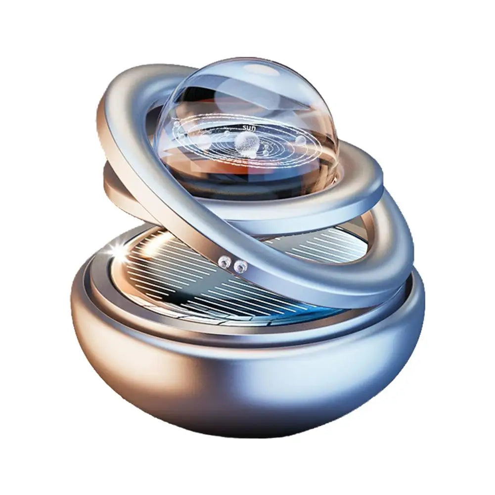 Car Air Freshener Solar Energy Air Purifier With incense tablets Autorotation Interstellar Ball Double Ring Suspension Decor