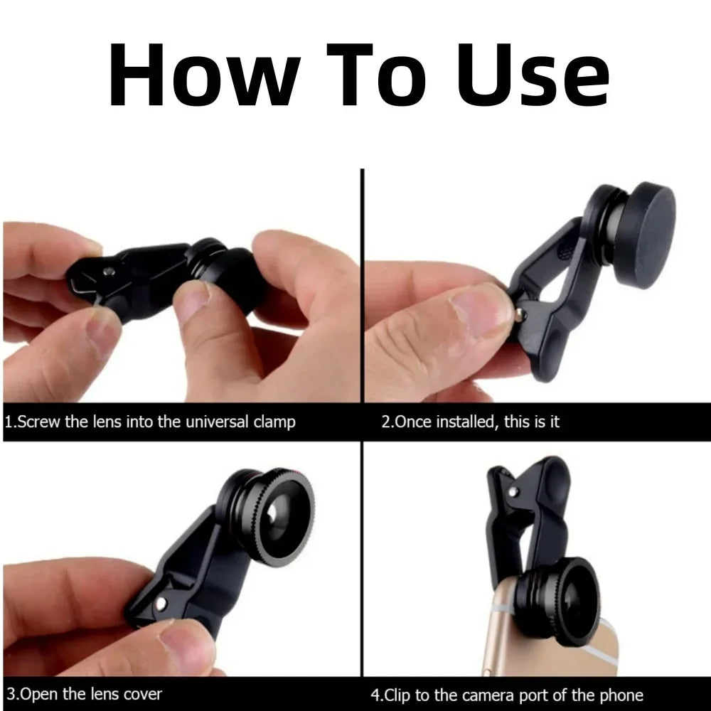 3In1 Mobile Phone Fish Eye+Wide Angle+Macro Lightweight Camera Lens With Clip Universal Cell Phone Lens For iPhone Xiaomi Huawei
