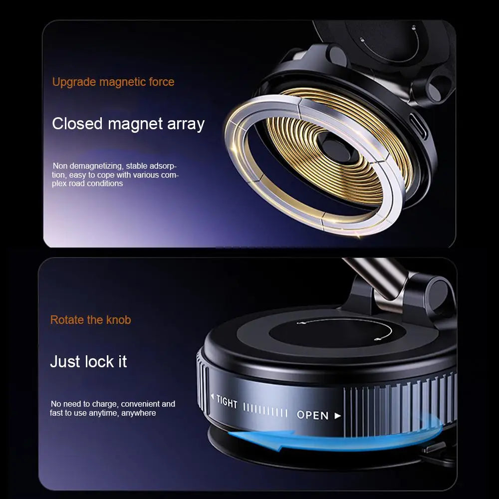 15W Wireless Charging Magnetic Car Phone Holder 360 Degree Rotation Foldable RotatableNavigation Stand Bracket For Smartphones