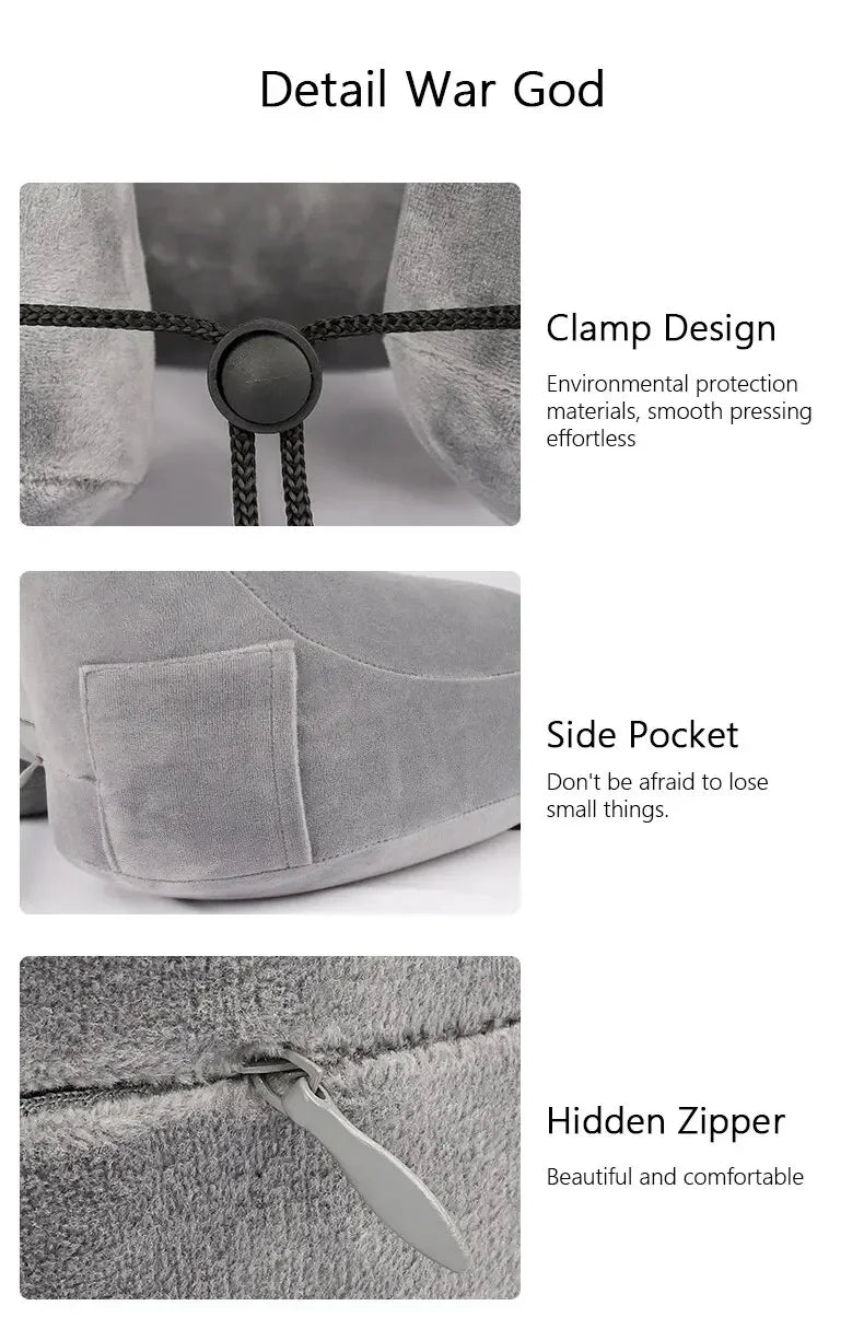 Neck Pillow Travel U-shaped Pillow Inflatable Pillow H Hooded Nap Pillow Outdoor Car Long-Distance Aircraft Neck Pillow