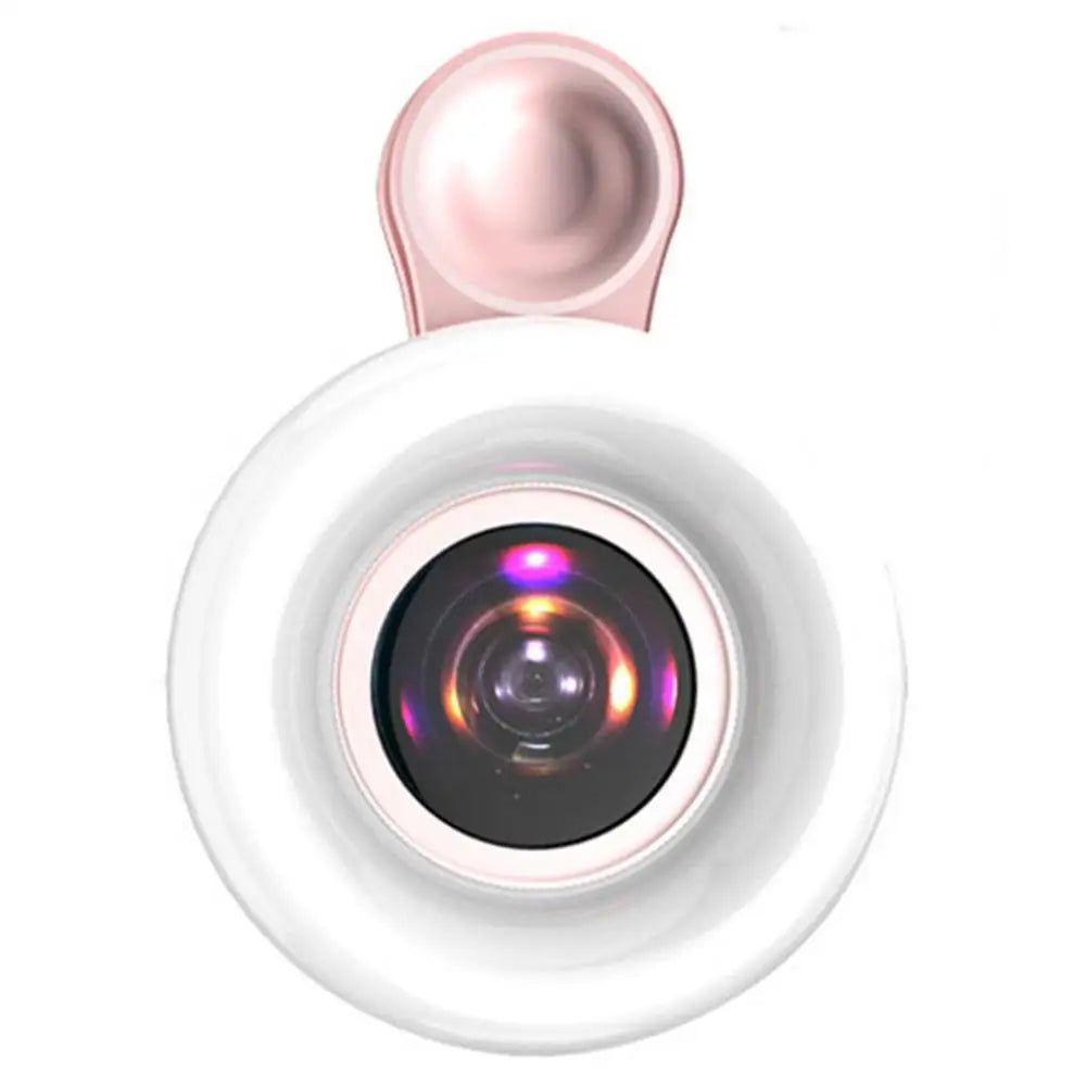 Macro Lens for Mobile 20X Fill Ring Light Selfie Live Lamp Camera Lens with LED Universal Flash Smartphone Portable Light Clip