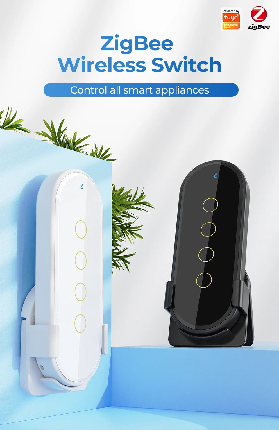 SMATRUL Tuya ZigBee Wireless Smart Home Scene Switch Light 4 Gang 12 Scene Touch Light Switch Remote Control Smart Life App