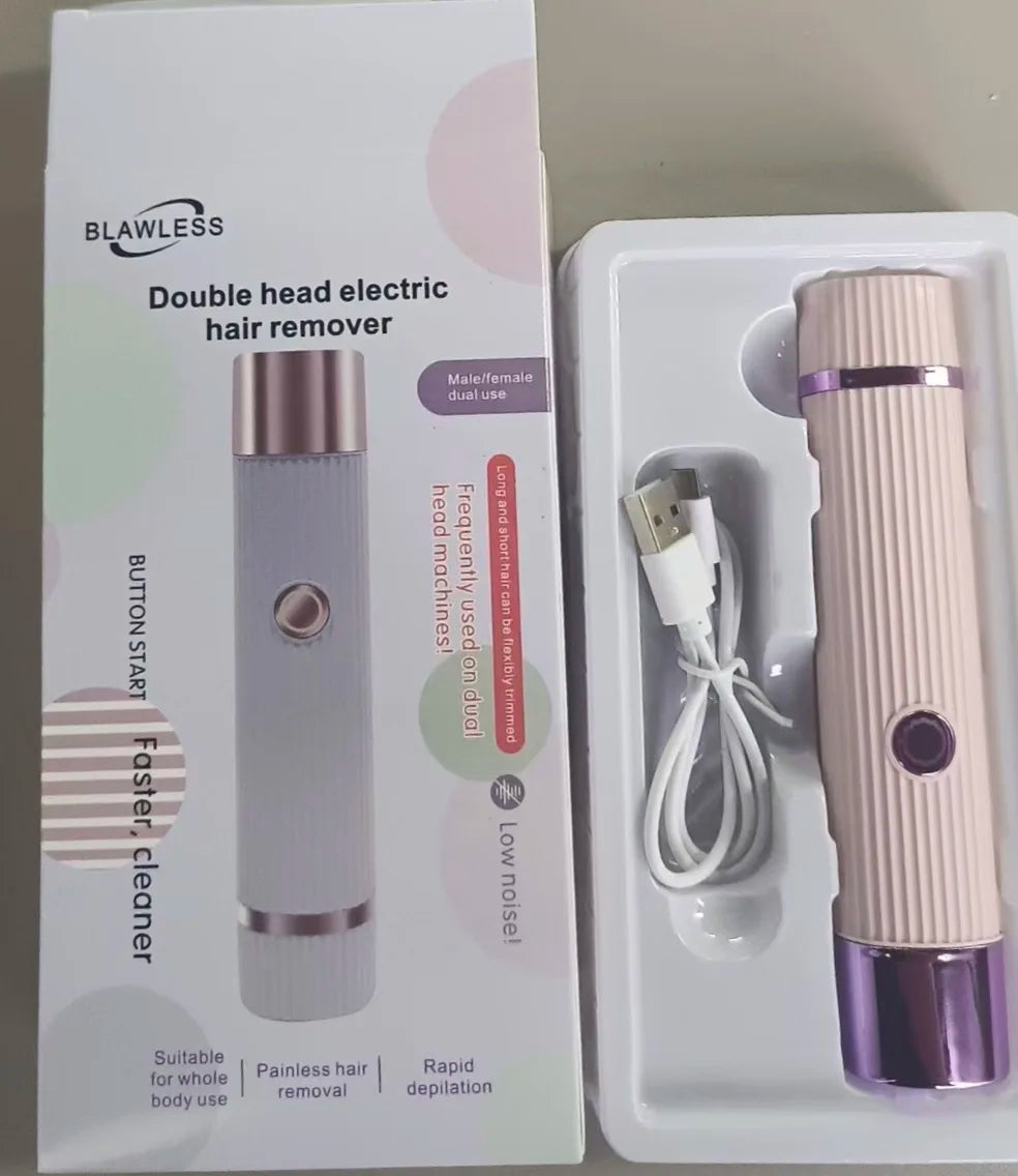 Electric Shaver for Women Waterproof Wet & Dry Hair Razors 2 in 1 Double Head Dual Bikini Hair Trimmer Detachable Head Shaver