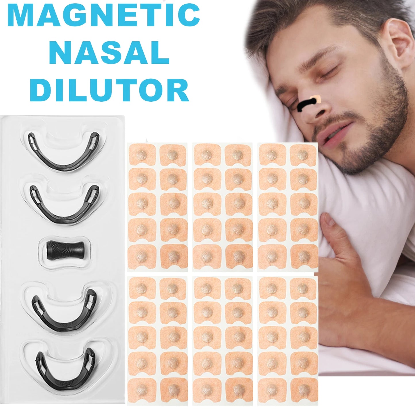 30Days Nasal breathing dilators Magnetic Nasal Strips Increase Air Intake Improve Sleep Quality Reduce Snoring