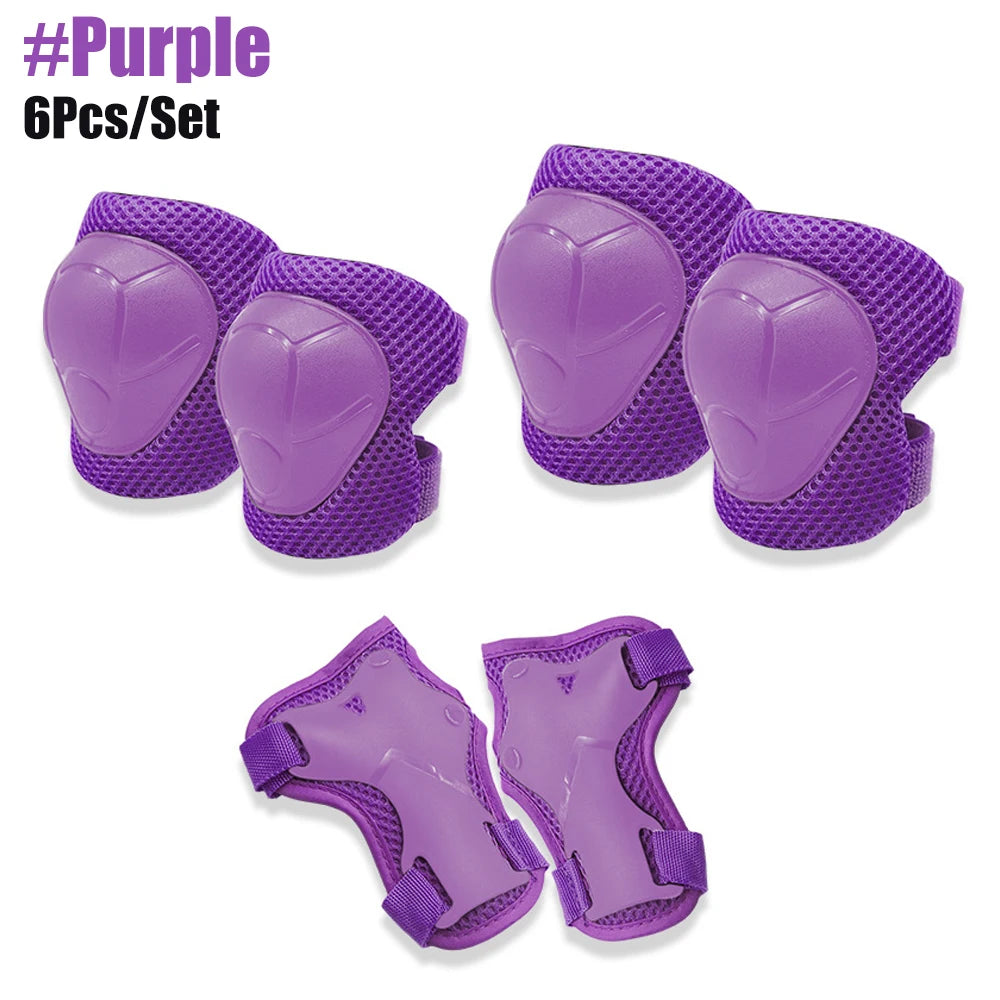 6PCS Kids Protective Gear Set Knee Pads for  3-14 Years Toddler Knee & Elbow Pads with Wrist Guards 3 in 1 for Skating Cycling