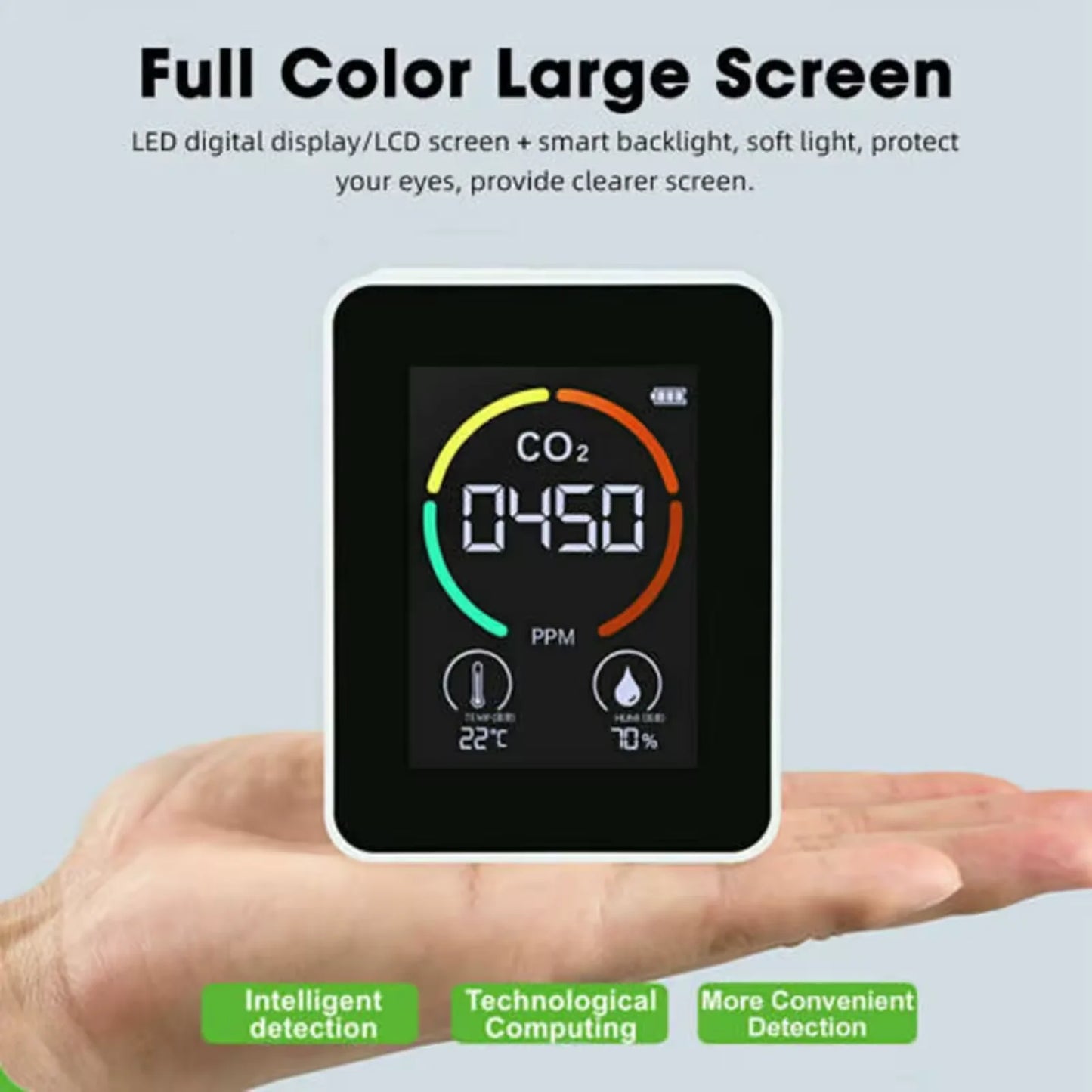 New Air Quality Detector Carbon Dioxide Detector Agricultural Production Greenhouse Gas Monitor Air Quality Tester CO2 Meter