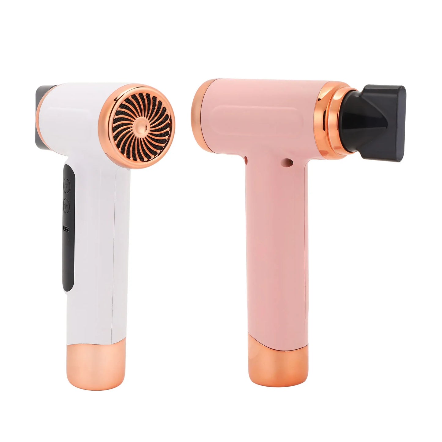 Portable Hair Dryer USB Charging Ergonomic Grip Hot and Cold Air Hair Dryer 200W Fast Drying Lightweight with Nozzle for Travel