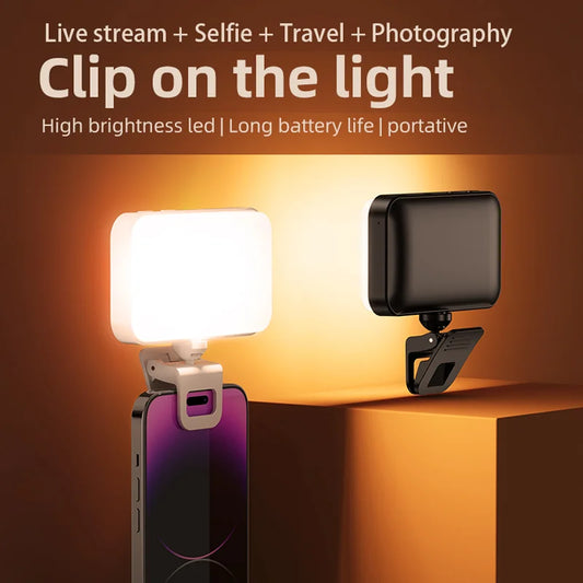 Pocket LED Selfie Light For IPhone IPad Mobile Phone Laptop Clip Flash Fill Video Photo Ringlight Photography Lamp