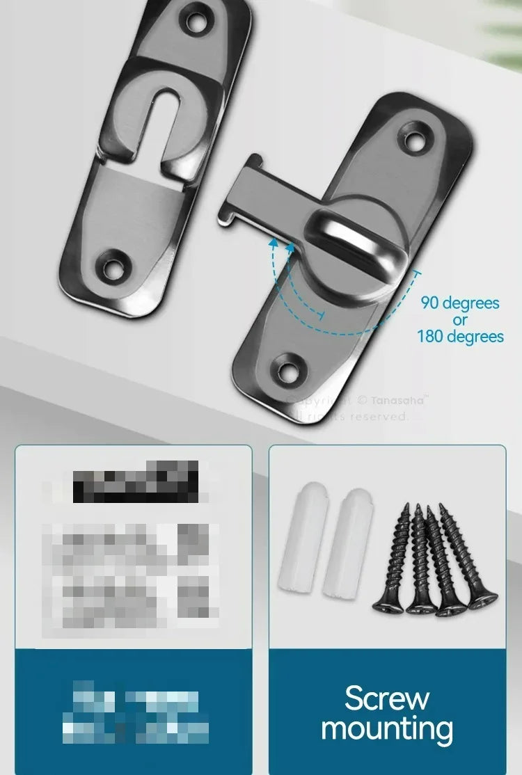 Hasp Latch Door Lock Anti-theft Buckle Latch Zinc Alloy Black Cabinet Locks Safety Lock Sliding Door Lock Door Bolts Hardware