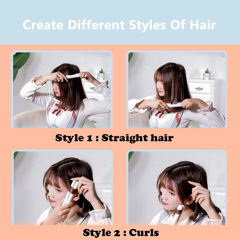 New Mini Hair Straightener Flat Iron Ceramic Curling Iron Short Hair Portable Dual-Use Curler Hair Styling Care For Traveling