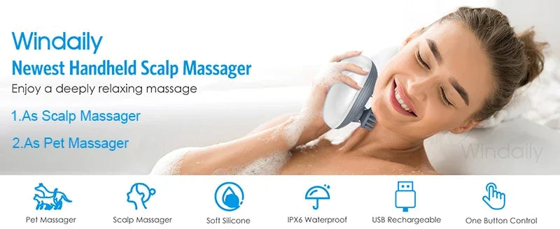 Electric Scalp Head Massager Kneading Vibrating Device Health Care Shoulder Neck Leg Arm Deep Tissue Massage Cat  Pet Massager