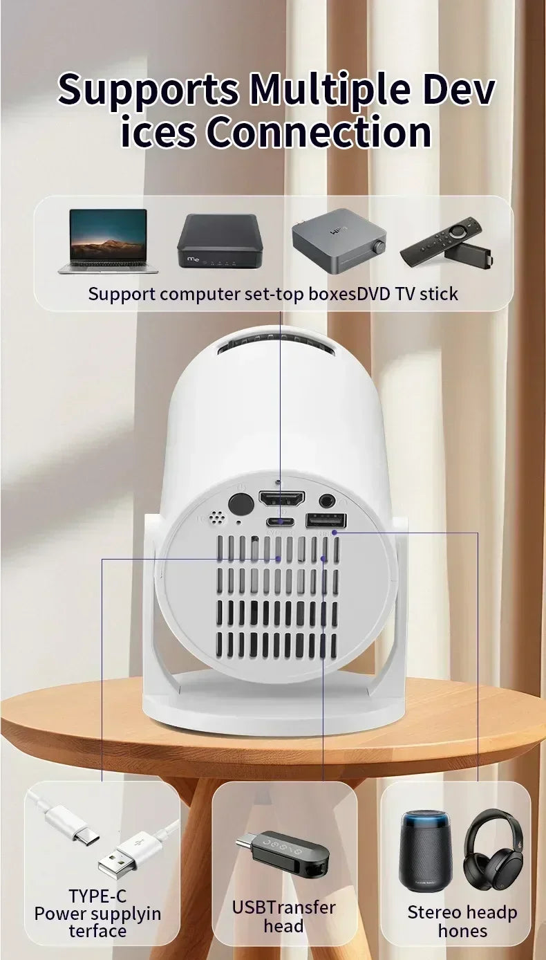 Home Theater Portable Projector 2025 MINI HY300 4K Ultra HD 300ANSI Android 11 BT54 with Electronic Focus and Built in Speaker