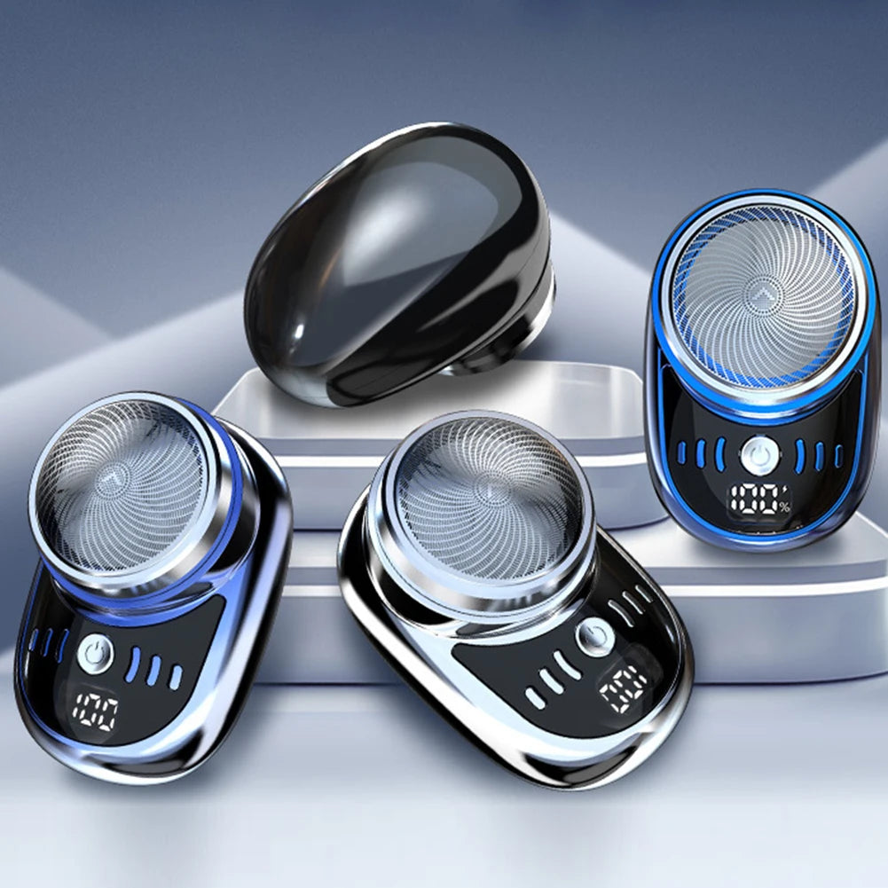 Men Mini Electric Travel Shaver with Digital Display Face Beard Trimmer Washable Rechargeable Shaver Pocket Size Portable Shaver