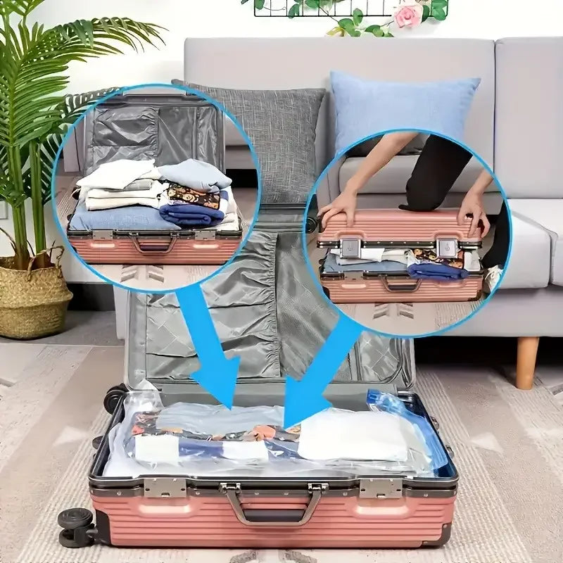 4pcs Vacuum Storage Bags with Hand Pump | Space-Saving Airtight Compression for Clothes, Bedding, Blankets