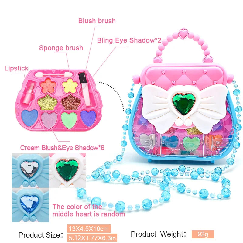 Kids' Dress-Up Toy Set: Makeup Kit, Bowknot Handbag, Jewelry Crossbody Bag | Ideal Gift for Party, Birthday, Christmas