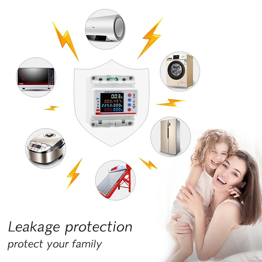 Tuya Smart Life  WiFi Single Phase 100A Energy monitor Two-way Prepaid Meter Auto-reclosing Voltage Current Protector Timer