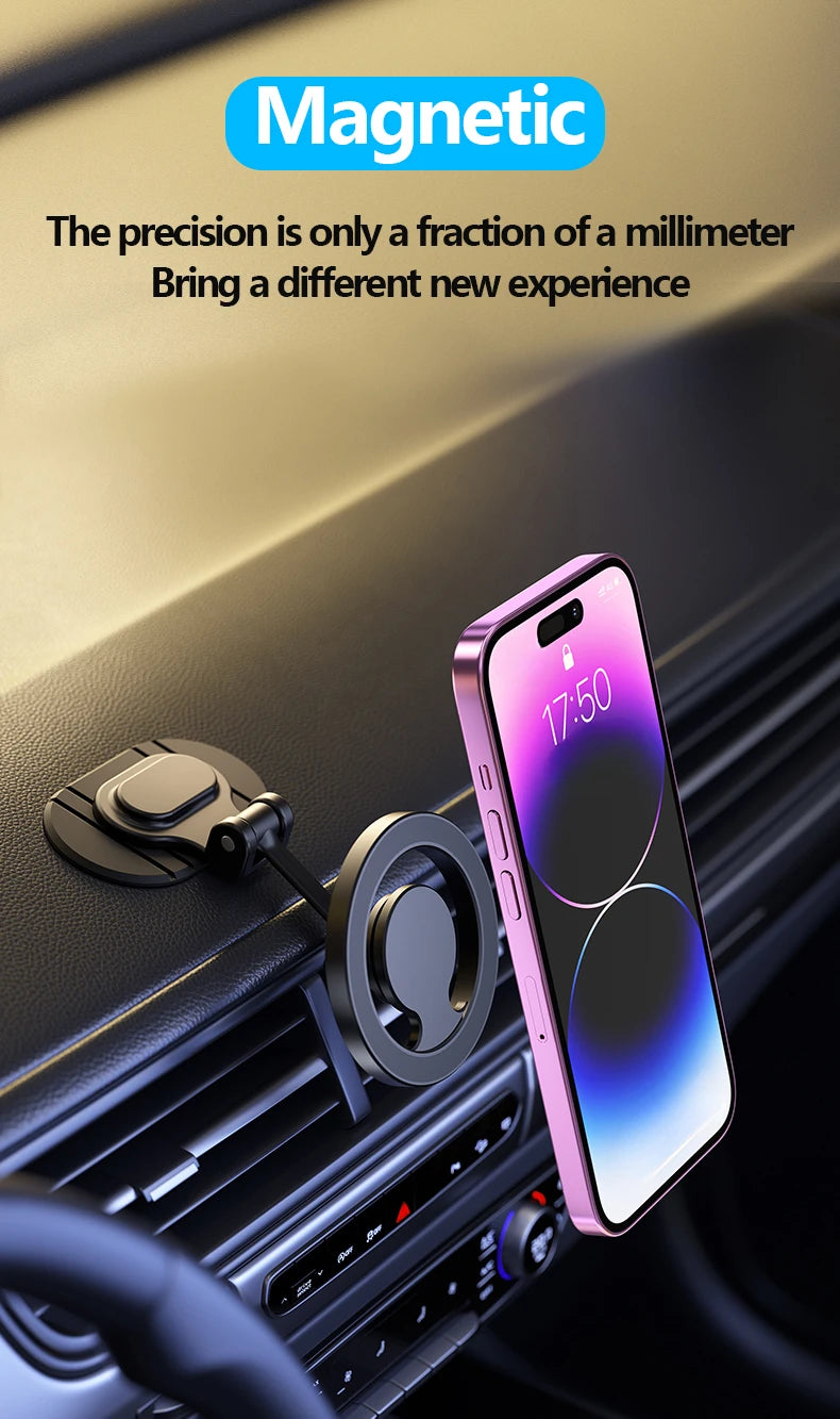 1040° Rotation Magnetic Car Phone Holder All-Metal Magnetic Cell Phone Stand Dashboard Mount For Magsafe iPhone 16 15 14 13 12