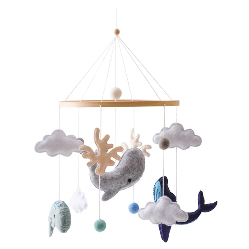 Baby Crib Mobile Rattle Toy 0-12Months Infant Soft Felt mobile Teddy Velvet Bear Bed Bell Hanging Toy Holder Bracket Crib Toy