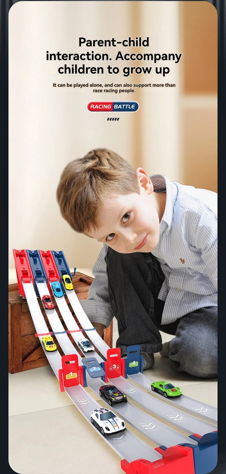 Rail Car Track with Race Track Racing Set Toy Vehicle Alloy Car Kids Catapult Car Competitive Play Game for Kids Toy Christmas