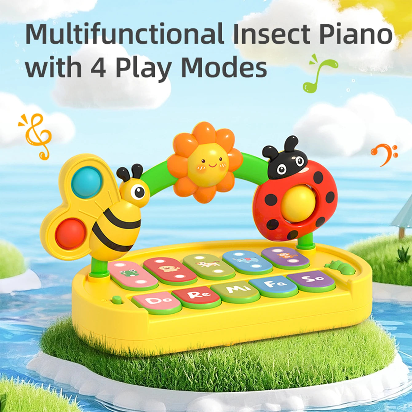 Baby Colorful Insect Musical Instrument - Baby Early Education Smart Electronic Piano Toy for Boys and Girls