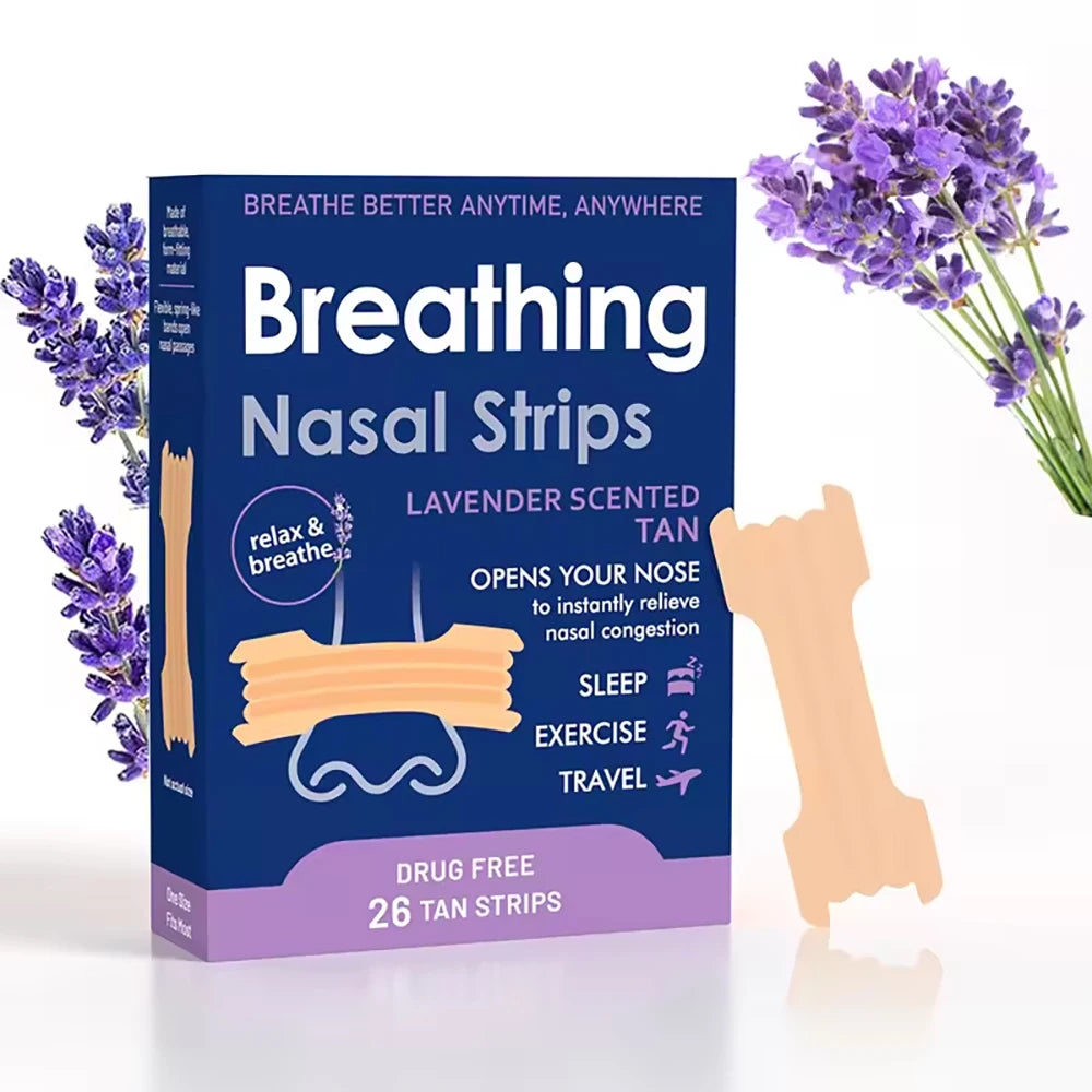 Breath Nasal Strips,Lavender Scent Sleeping Nose Strip,Exercise Air Intake and Improve Sleep Strong Anti Snoring Nasal Strips