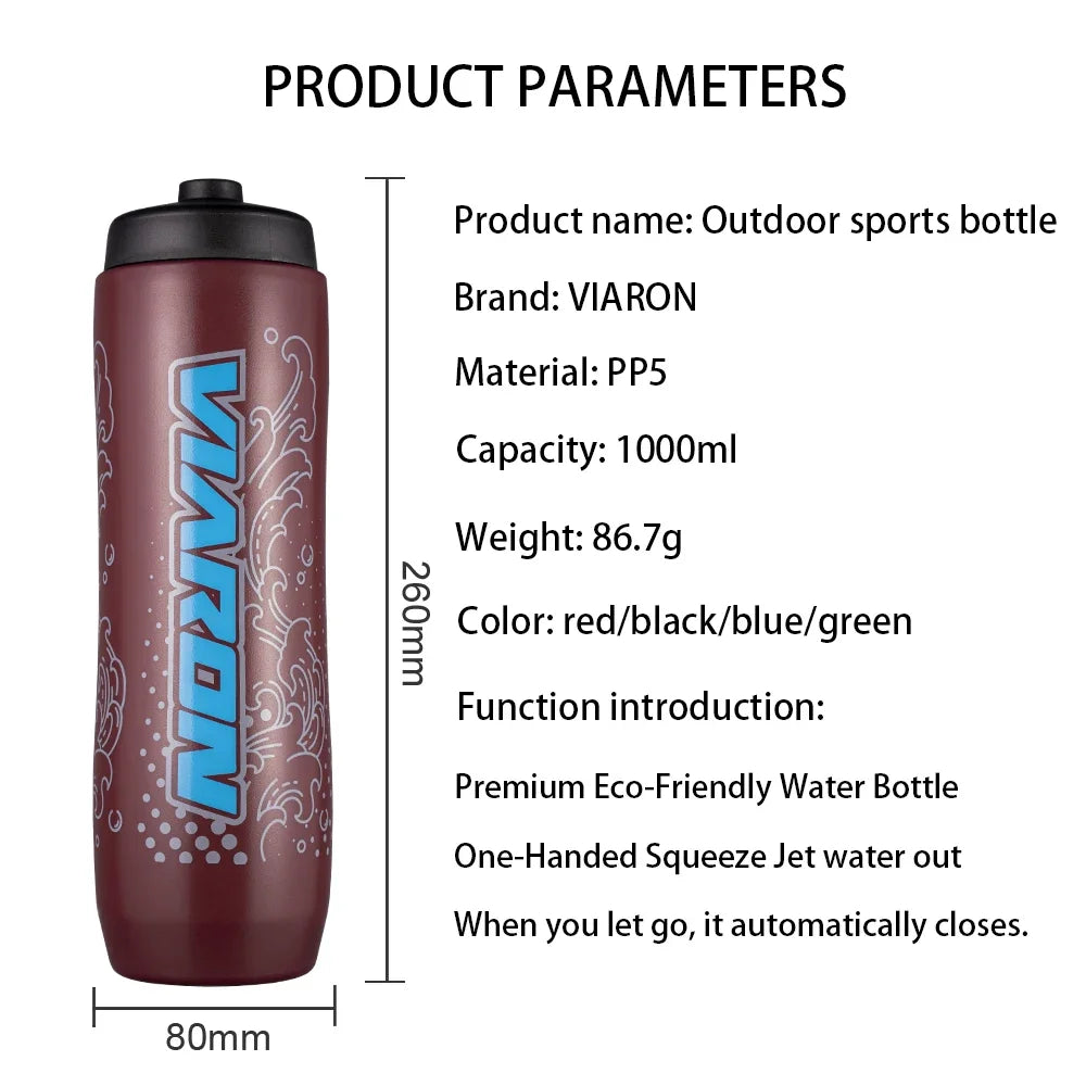 VIARON Large Capacity Bicycle Water Bottle Sports Fitness Riding Plastic Water Bottle Bicycle Accessories 1000ml