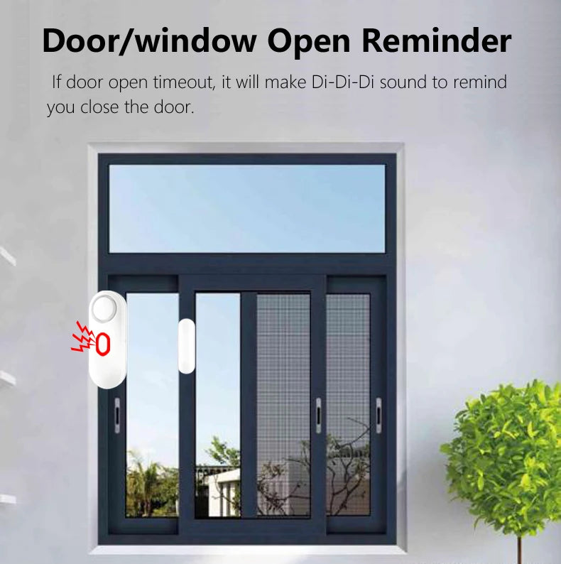 Wireless Door Window Alarm with Remote Control, 3 Modes (Welcome/Door Open/Alarm), Double-Sided Tape Mounting Installation,