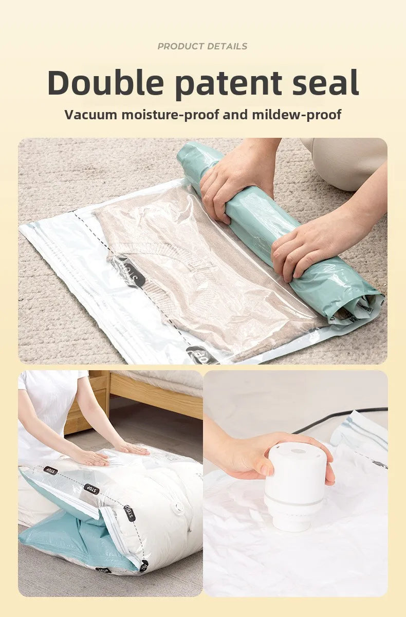 Vacuum Compression Bag No Pumping Clothes Quilt Storage Home Bag Large 3D Vacuum Compression Bags