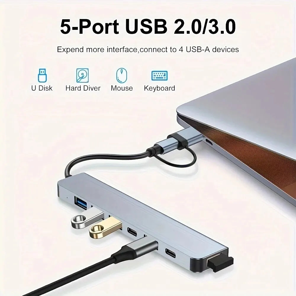 USB 3.0 HUB Type C to 7 Ports USB HUB USB3.0 Adapter Multi Splitter High Speed 5Gbps With PD USB C For Macbook Pro Air PC Laptop