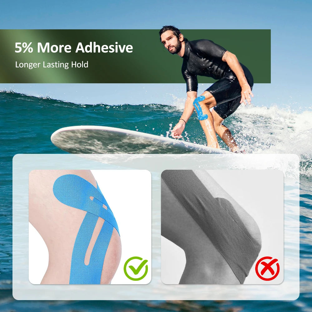 5PCS Elastic Knee Support Tape - Precut Kinesiology Knee Stickers for Stability & Joint Protection, Breathable & Hypoallergenic
