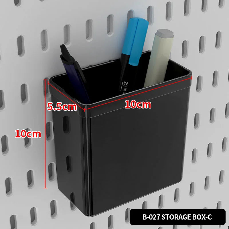 Desktop pegboard storage kit: Stand-up clip - on panels, perfect for home office and study storage.