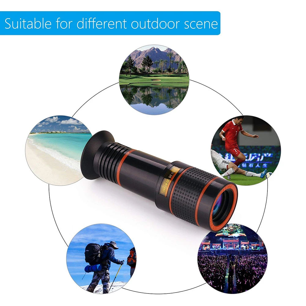1pcs 18/28 Times Single Barrel Telephoto Lens External Camera, Suitable For Mobile Phones, Telescopes, Concert Shooting