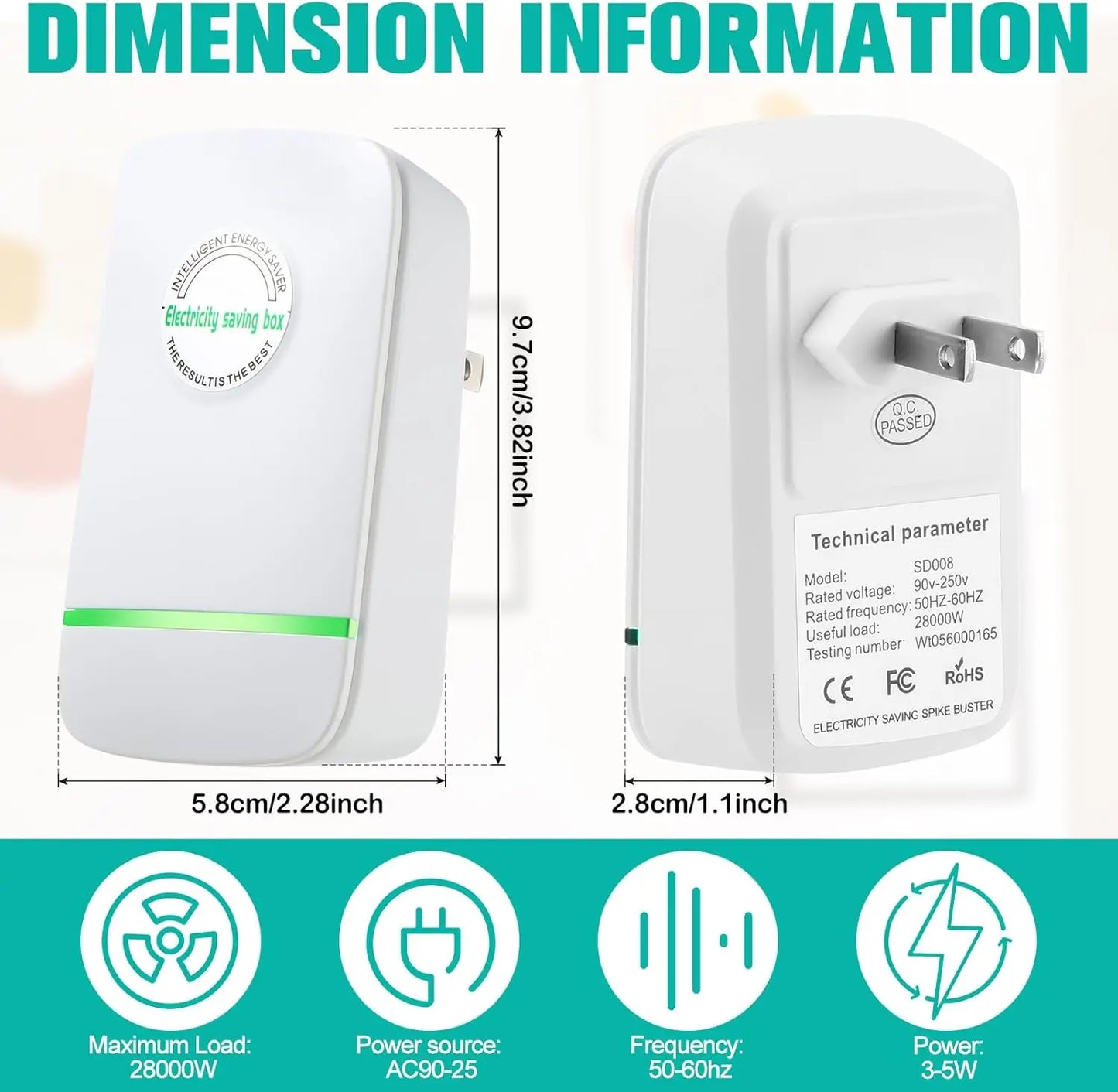 2025 New Energy Saving Device Household Power Saver Plug in Reduces Energy Costs Stabilize Voltage and Protect Circuit