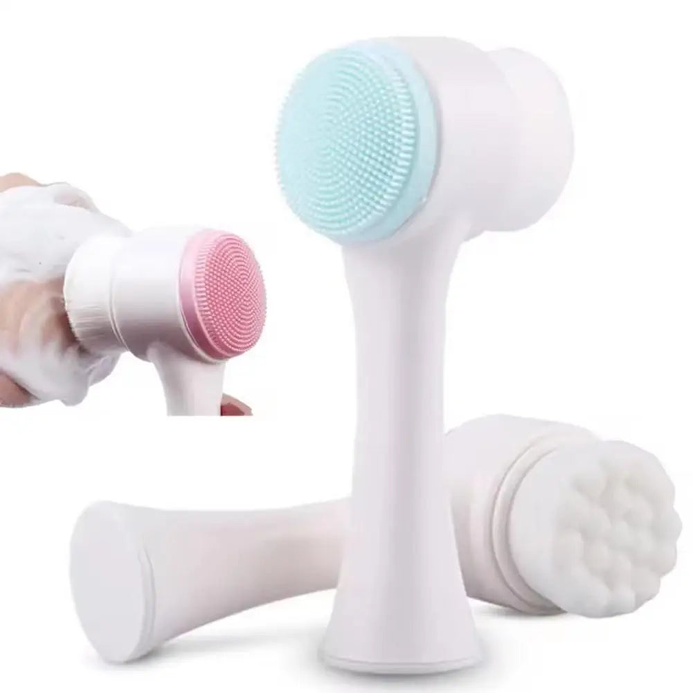 3D double sided silicone Face Cleansing Brush Soft Bristles Exfoliator Gentle Face washing and scrubbing tool