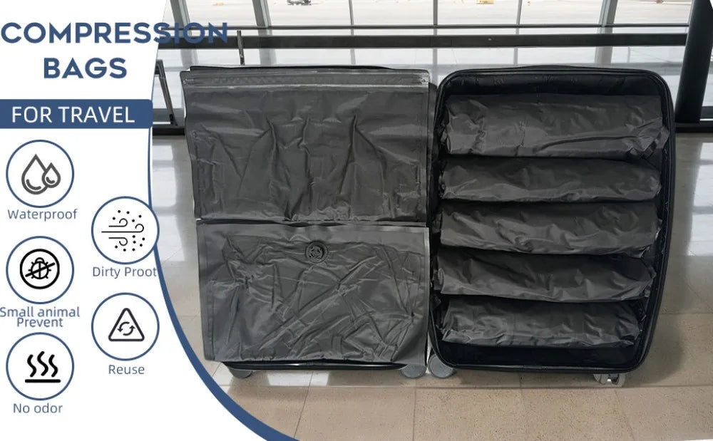Reusable Hand Roll Vacuum Bags Space Saver Dustproof Vacuum Compression Bag Portable Luggage Vacuum Storage Bag for Travel