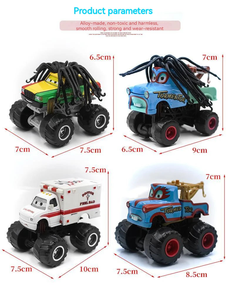 Pixar Cars 2 3 Wrestler Mater And Lightning Mcqueen Racing Series Metal Alloy Vehicle Toys For Kids High Legged Collectible Gift