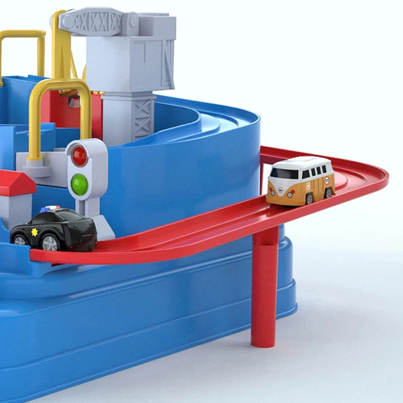 Children educational novelty toys Racing Rail Cars Model inertial gliding track car adventure Mechanical Interactive Toy for kid