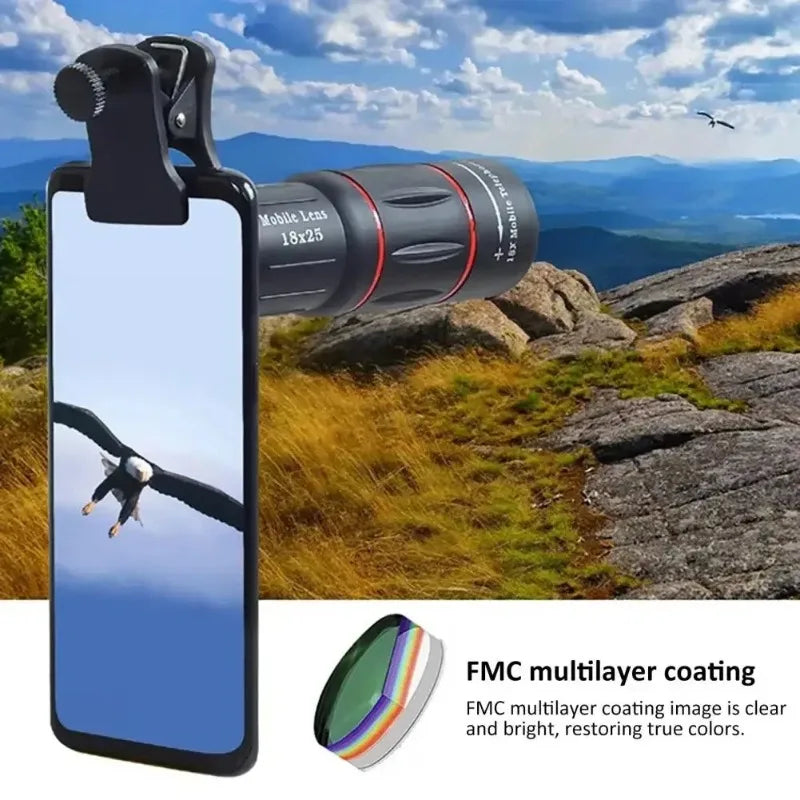 Universal 18x Magnification Mobile Phone Telephoto Lens External Zoom Clip-On Camera Lens for Concerts