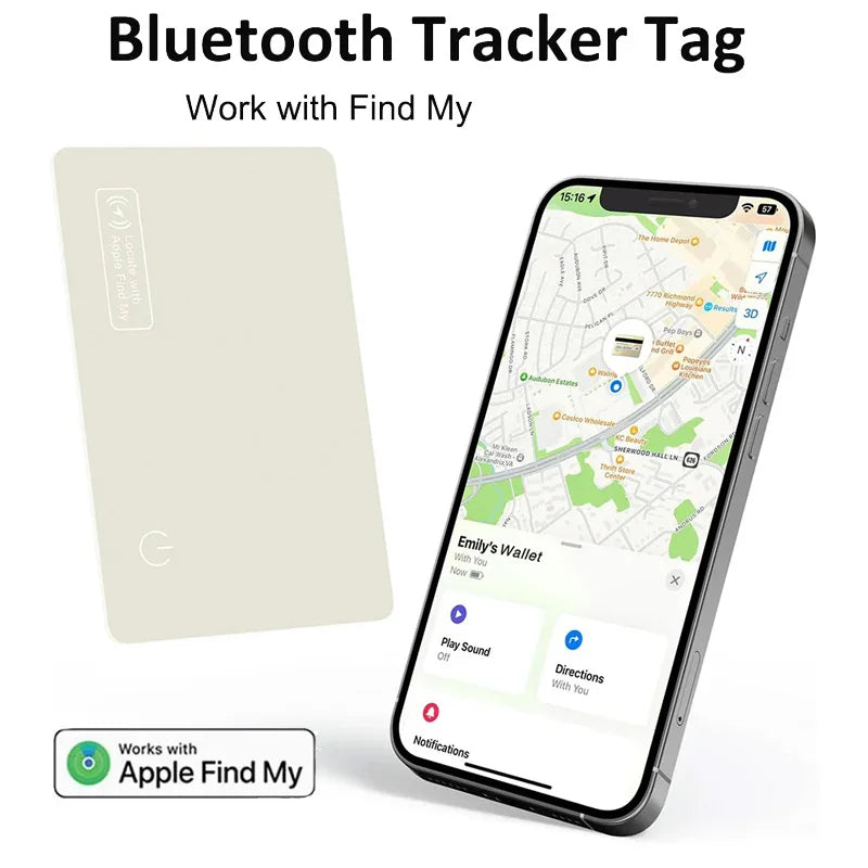 Airtag Card Wallet Tracker Thin 1.6mm, Rechargeable Air Tag Compatible with Find My (iOS Only), Item Finder Locator for Luggage