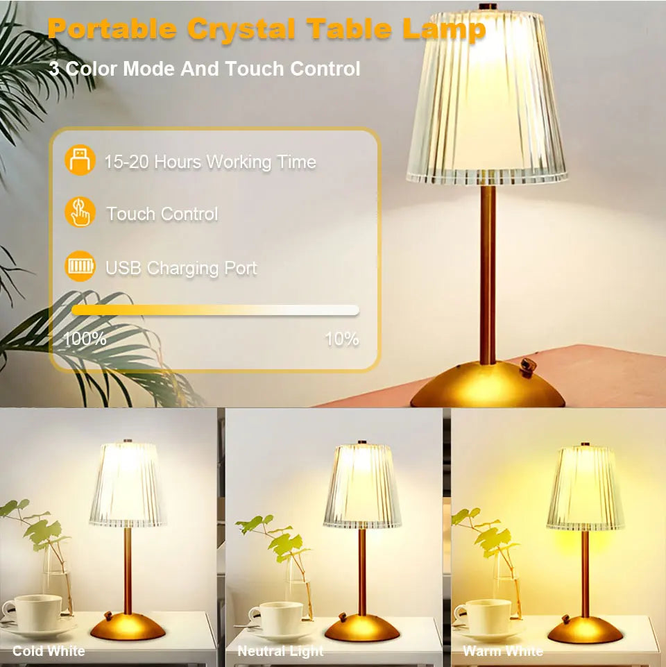 LED Table Lamp Touch Sensor Rechargeable Night Light Nordic interior Dimming Stand LED Bedside Lamp Restaurant Hotel Bar Bedroom