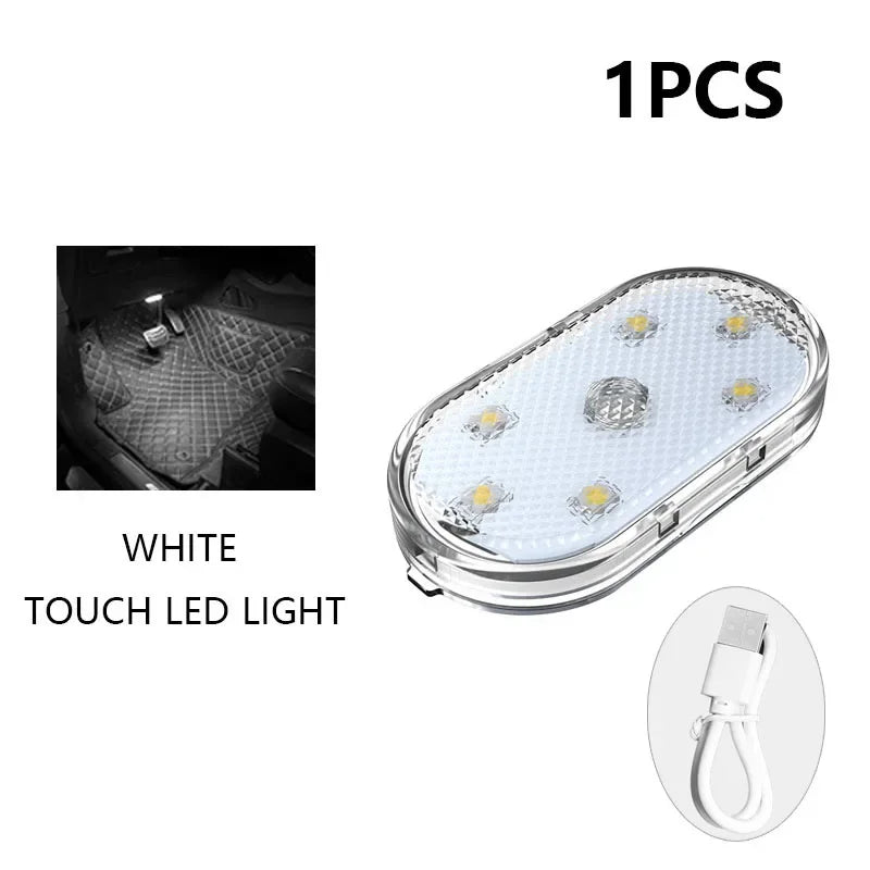 Car LED Touch Lights USB Sensor Rechargeable Reading Light Auto Door Light Roof Ceiling Lamp Car Interior Atmosphere Lamp