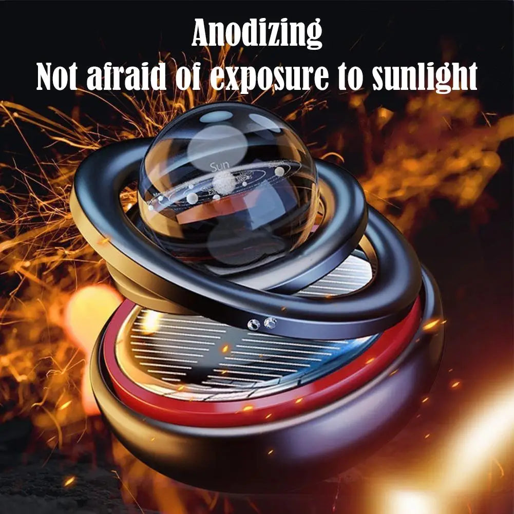Car Air Freshener Solar Energy Air Purifier With incense tablets Autorotation Interstellar Ball Double Ring Suspension Decor