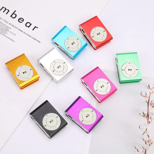 مشغل MP3 صغير جديد محمول يعمل بمنفذ USB، بتصميم أنيق ومشبك ملون، يدعم بطاقات الذاكرة الخارجية (TF).