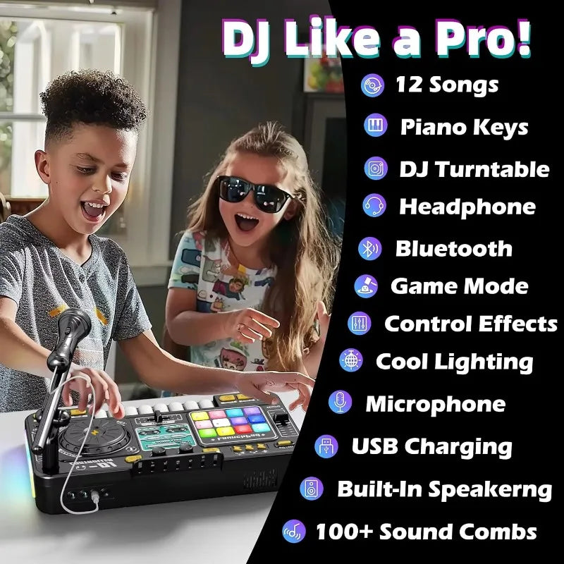 Children's Beginner Educational Electric Musical Instruments Keyboard Simulation Multifunction Microphone DJ Mixer Toys for Kids