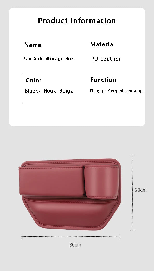 Leather Car Seat Gap Organizer Multifunction Console Crevice Filler Side Storage Box with Cup Holder Car Interior Storage Pocket