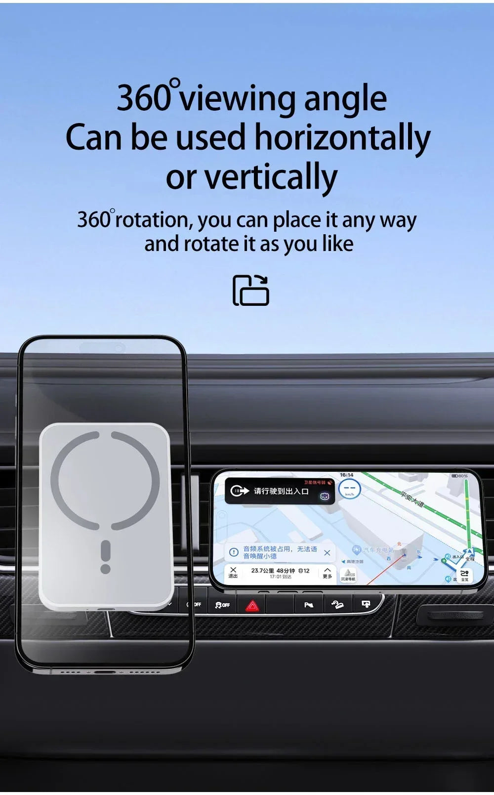 Wireless Charging Magnetic Air Outlet Phone Holder Stand 30W Quick Charging Pad For Magsafe iPhone 16 15 14 13 12 Pro Max 12 XS