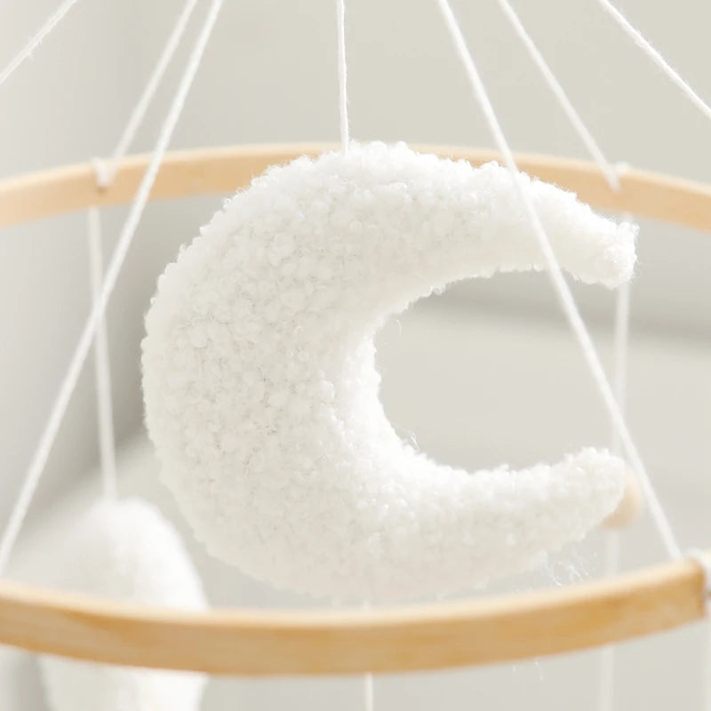 Baby Crib Mobile Rattle Toy 0-12Months Infant Soft Felt mobile Teddy Velvet Bear Bed Bell Hanging Toy Holder Bracket Crib Toy