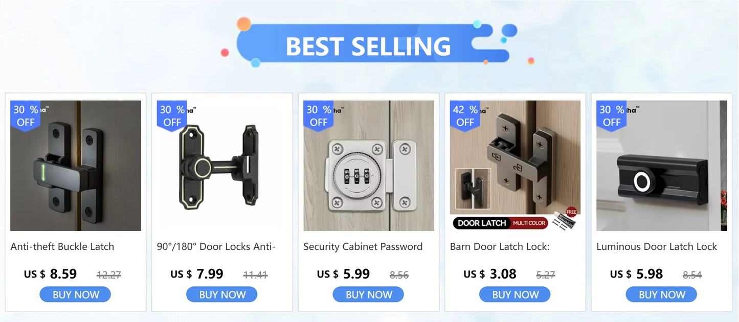 Hasp Latch Door Lock Anti-theft Buckle Latch Zinc Alloy Black Cabinet Locks Safety Lock Sliding Door Lock Door Bolts Hardware