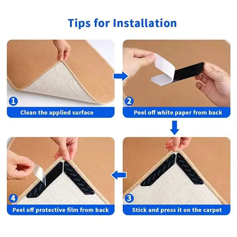 Wholesale Triangle Washable Reusable Rug Gripper Anti-skid Rubber Mat Non Slip Patch Tape for Tile Floors Carpets Corners Pad